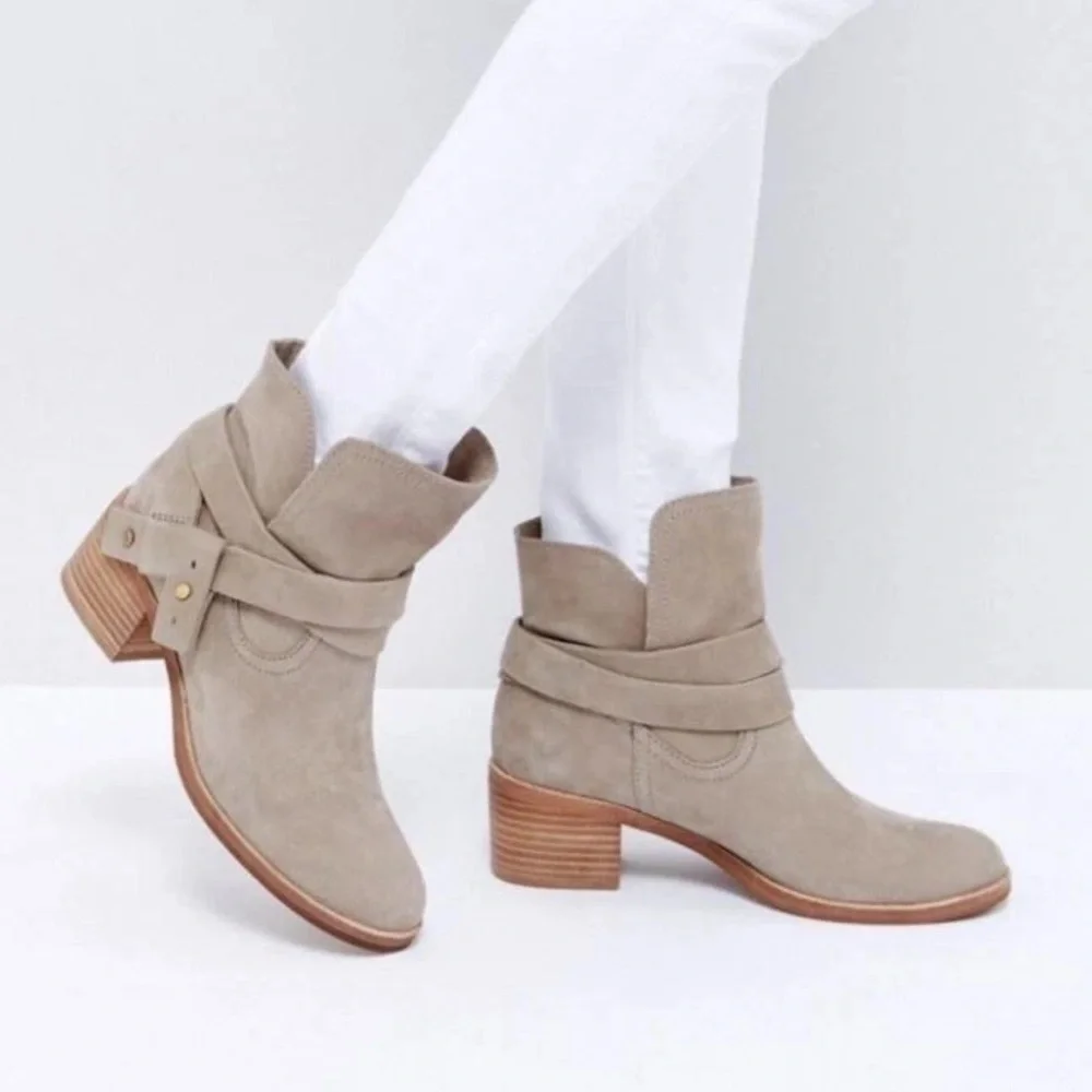 UGG Womens ELORA Boot Leather Ankle Bootie Beige Size 8
